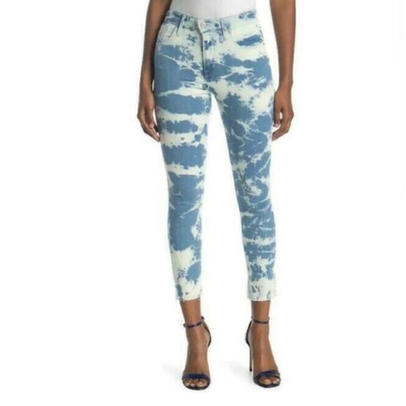 Levi’s - 721 High Rise Skinny Ankle Tie Dye Jeans Raw Hem - Size 27 - Picture 1 of 14